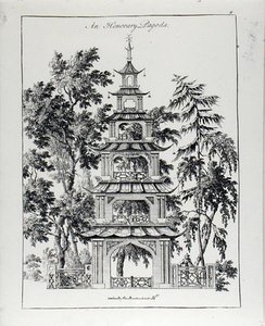 एक मानद शिवालय, 'चीनी वास्तुकला, नागरिक और सजावटी' से, 1759 प्रकाशित (उत्कीर्णन) (बी / डब्ल्यू फोटो)