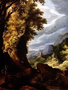 एक पहाड़ी जंगली परिदृश्य