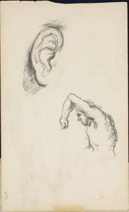 लुका सिग्नेरी के बाद के अध्ययन: एक कान और एक आदमी का एक चित्र, c.1877-80 द्वारा पॉल सेज़ेन