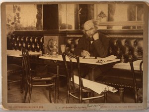 1892 में पेरिस में कैफे फ्रांकोइस 1er में पॉल वेरलाइन। द्वारा पॉल डोर्नैकी