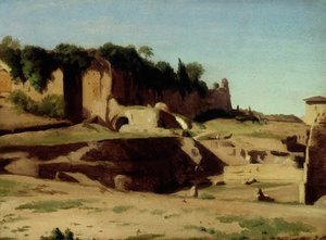 पैलेटिन, रोम, 1834 पर इंपीरियल पैलेस। द्वारा पॉल फ्लैंड्रिन