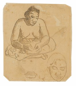 बैठी हुई ताहिती महिला (रेक्टो); खड़ी हुई ताहिती महिला (पीछे की ओर) द्वारा पॉल गाउगिन
