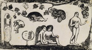 महिला, पशु और पत्ते; महिला, पशु और पत्ते, 1895-1903 द्वारा पॉल गाउगिन