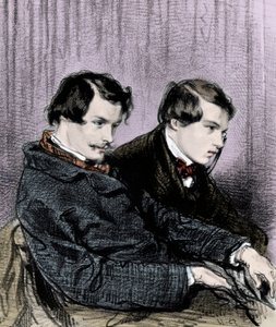 गोनकोर्ट बंधु - एडमंड डी गोनकोर्ट (1822-1886) और जूल्स डी गोनकोर्ट (1830-1870) थिएटर में एक बॉक्स में द्वारा पॉल गवरानी