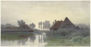 सुबह की धुंध में फार्महाउस। 1838-1903