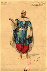 अबायल्ड्स। ओपेरा डोम सेबास्टियन, पुर्तगाल के राजा, 1843 के लिए पोशाक डिजाइन।