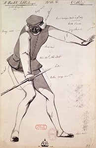 हेक्टर बर्लिओज़ (1803-69), 1838 (कलम और स्याही और कागज पर धोने) द्वारा &39;बेनेव्यूटो सेलिनी&39; में एक कलाबाज़ के लिए पोशाक डिजाइन