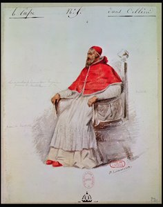 हेक्टर बर्लियोज़ (1803-69) 1838 (पेपर पर धो) द्वारा &39;बेनेव्यूटो सेलिनी&39; में पोप क्लेमेंट VII के लिए कॉस्टयूम डिज़ाइन