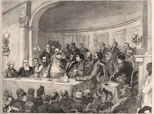 21, 22 और 23 सितंबर 1890 को पेरिस में जूल्स साइमन, एमिल केलर और मोनसेग्नूर लैविगेरी की उपस्थिति में जियोग्राफी सोसाइटी में एंटी-स्लेवरी कांग्रेस का आयोजन किया गया। 1890 के "द इलस्ट्रस वर्ल्ड" में पॉल मेरवार्ट के चित्र के बाद उत्कीर्णन।