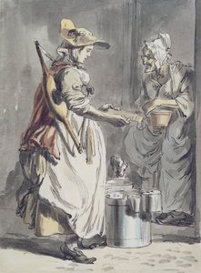 लंदन क्रीज: ए मिल्कमिड, c.1759 (पेन एंड इंक ब्रश, वॉटर कलर और पेपर पर ग्रेफाइट) द्वारा पॉल सैंडबी