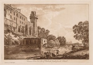 वार्विक कैसल के दृश्य: द्वीप से सीज़र इवर और वारविक कैसल का हिस्सा, 1776। द्वारा पॉल सैंडबी
