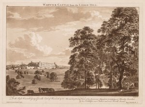वार्विक कैसल के दृश्य: लॉज हिल से वारविक कैसल, 1776। द्वारा पॉल सैंडबी