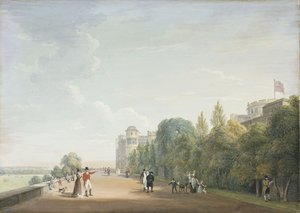 विंडसर कैसल: नॉर्थ टेरेस लुकिंग ईस्ट, एलिगेंट फिगर्स, 1803 के साथ द्वारा पॉल सैंडबी