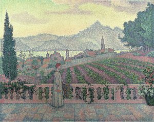 वूमन ऑन द टेरेस, 1898 द्वारा Paul Signac