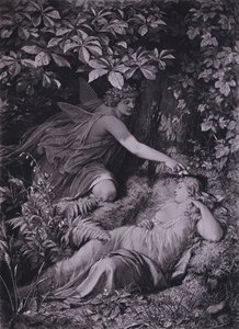 शेक्सपियर के ए मिडसमर नाइट्स ड्रीम से दृश्य (अधिनियम IV, दृश्य 1) (लिथो)