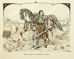 पॉल डी सेमेंट (1855-1915) द्वारा सचित्र थियोडोर काहू द्वारा "हिस्टोइरे डू शेवेलियर बायर्ड" पुस्तक से लिया गया चित्रण: अवधि के लघु के बाद बेयार्ड का पोर्ट्रेट द्वारा पॉल डे सीमांत