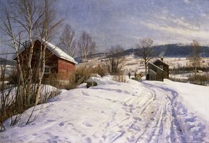 एक शीतकालीन लैंडस्केप, लिलीहामर द्वारा Peder Monsted