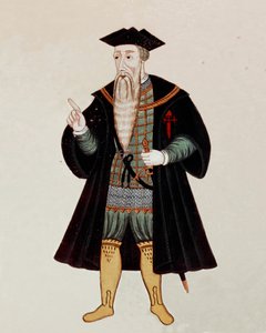 अल्बुकर्क (1453-1515), अंग्रेजी नाविक और विजेता से अल्फोंस (अल्फोन्सो या अफोंसो) के पैरों में पोर्ट्रेट, जिसे कभी-कभी "पुर्तगाली मंगल" उपनाम दिया जाता है। पेड्रो बैरेटो डी रेसेंडे, पुर्तगाल द्वारा "" स्टेट बुक ऑफ ईस्टर्न इंडिया "&q