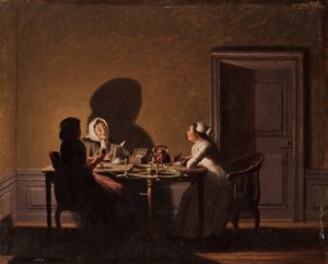कैंडललाइट द्वारा पढ़ना, हिलेस्ट्रोएम, पेहर (1732-1816)। कैनवास पर तेल, आकार: ४१,५x५१,५, , निजी संग्रह द्वारा पीहर हिलस्ट्र्राम