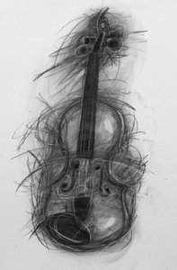 वायलिन, 2005 (कागज पर कोयला)