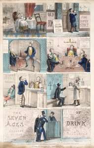 पीने के सात युग, pub.c. 1872 (हाथ के रंग का उत्कीर्णन)