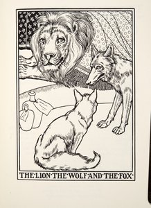 लॉयन, वुल्फ और फॉक्स, फॉनटेन फेबल्स से, पब। 1905