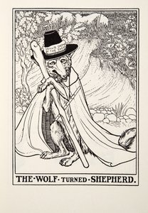 वुल्फ टर्न शेफर्ड, फॉन्टेन फैबल्स से, पब 1905 द्वारा Percy J. Billingshurst