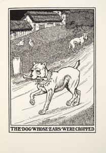 थ्रोट डॉग, जिनके कान क्रॉप किए गए थे, फॉन्टेन फैबल्स, पब से। 1905