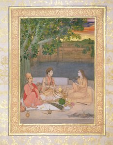 17 वीं शताब्दी के उत्तरार्ध में ग्रामीण बागानों में अपने नौकरानियों के साथ एक महिला द्वारा फारसी स्कूल