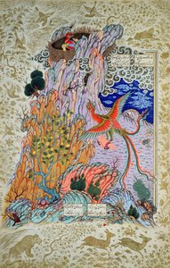 सीबीएल प्रति 277.12 ज़ाल को पौराणिक सिमुरग द्वारा बचाया जा रहा है, शाहनामा की एक प्रति से, 16 वीं शताब्दी के अंत में (कागज पर गौचे और डब्ल्यूसी) द्वारा फारसी स्कूल