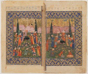 अज्ञात पाठ से फोलियो; श्लोक: सुलेमान सरगर्म, शिराज, ईरान, सी। 1560-70 द्वारा फारसी स्कूल