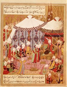या .359 फोल। 35 वि। सुल्तान बायज़िद तैमूर द्वारा कैद, ज़फरनामा 1533 से 1402 (वेल्लम पर स्याही) द्वारा फारसी स्कूल