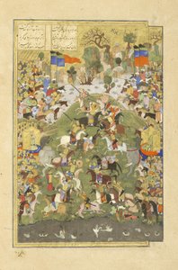 अपने भाई के खिलाफ लड़ाई में फारसी 239 fol.430b तालंद, शाहुलना (किंग्स बुक) से दृष्टांत, अबुल-कासिम मंसूर फ़िरदावी (c.934-c.1020), 1444 द्वारा फारसी स्कूल