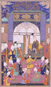 शाह इस्मा "ibriz में अपने परिग्रहण के बाद पहला निजी श्रोता होना, c.1590-1600 द्वारा फारसी स्कूल