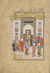 शिशु गवाह Yusufs मासूमियत, एक कुंदा awrang से फोलियो (सात सिंहासन) जामी (d.1492) शायद Mashad, Khurasan, ईरान, सफाविद राजवंश, 1556-1565 (स्याही, अपारदर्शी पानी के रंग और गोल से करने के लिए गवाही देता है