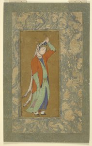 नारी ने अपने अंग को समायोजित किया, c.1590 द्वारा फारसी स्कूल