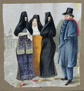 लीमा की सड़कों पर, c.1820 (पिथ पेपर पर wc) द्वारा पेरुवियन स्कूल