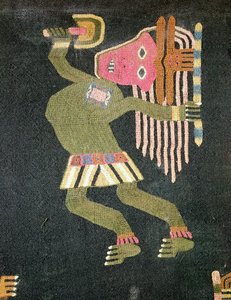 बैटन, पैरास जनजाति (कपड़ा) के साथ बुना ऊन नर्तकी (231825 भी देखें) द्वारा पेरुवियन स्कूल