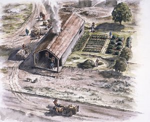 औद्योगिक भवन, रिबचेस्टर रोमन किला, लंकाशायर, दूसरी शताब्दी, 1996 द्वारा पीटर डुन्नो