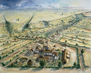 वार्रम पर्सी मध्यकालीन गांव, 12वीं शताब्दी के अंत में, c1990-2010 द्वारा पीटर डुन्नो