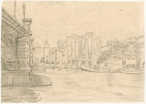 Blackfriars Bridge 1941 द्वारा गोदामों को जला दिया गया द्वारा पीटर जैक्सन