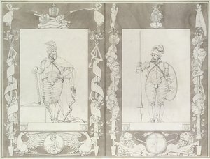 शारलेमेन (742-814) और हीमोन, 1804-5 (कलम, स्याही और कागज पर धो) द्वारा फिलिप ओटो रन