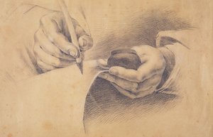 आरेखण हाथ, 1798 (काले चाक भूरे रंग के कागज के साथ ऊंचा हो गया) द्वारा फिलिप ओटो रन