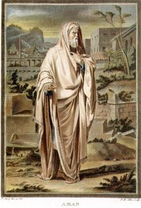 अमन, पियरे मिशेल एलिक्स (1762-1817) 1802 (रंगीन उत्कीर्णन) द्वारा उकेरी गई 'रिसर्च ऑन द कॉस्ट्यूम्स एंड थिएटर ऑफ ऑल नेशंस' के खंड I से जीन रैसीन द्वारा 'एस्तेर' के लिए पोशाक। द्वारा फिलिप (बाद) Chery