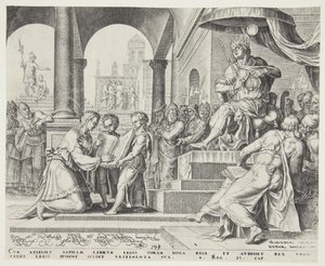 सपन योशियाह को व्यवस्था की पुस्तक पढ़कर सुना रहा है द्वारा Maarten van Heemskerck