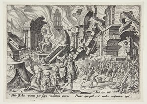 ऐ का विनाश और आकान पर पथराव द्वारा Maarten van Heemskerck