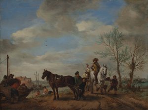 ए मैन एंड अ वुमन ऑन हॉर्सबैक, सीए। 1653-1654।