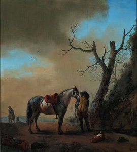व्हाइट हॉर्स और डिस्माउंटेड राइडर के साथ लैंडस्केप, c.1647