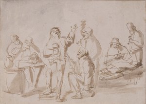 एक सराय में किसान, c.1662 (कागज पर धोने के साथ कलम और स्याही)