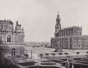 Zwingerwall से Theatreplatz तक देखें (b / w फोटो) द्वारा फ़ोटोग्राफ़र जर्मन